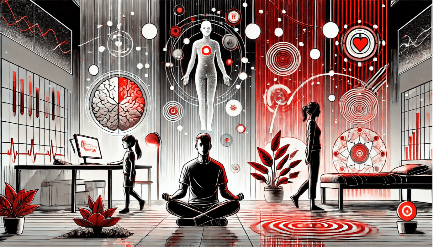cartoon image of man meditating