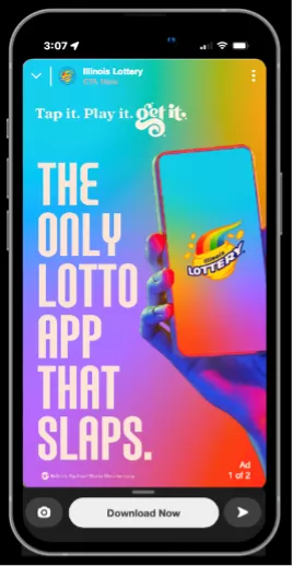Illinois Lottery app ad on mobile