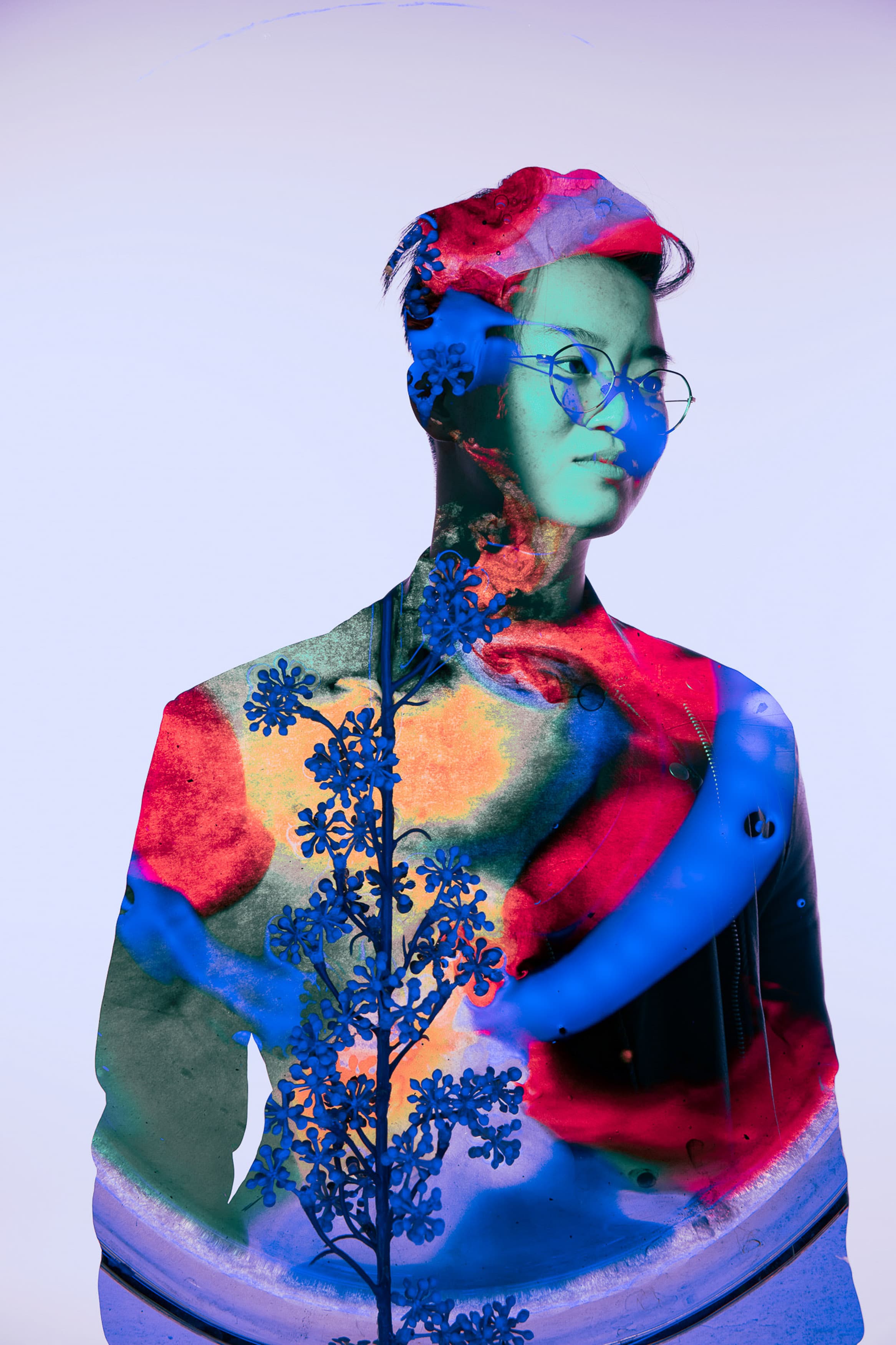 image of a young man with a graphic image overlay