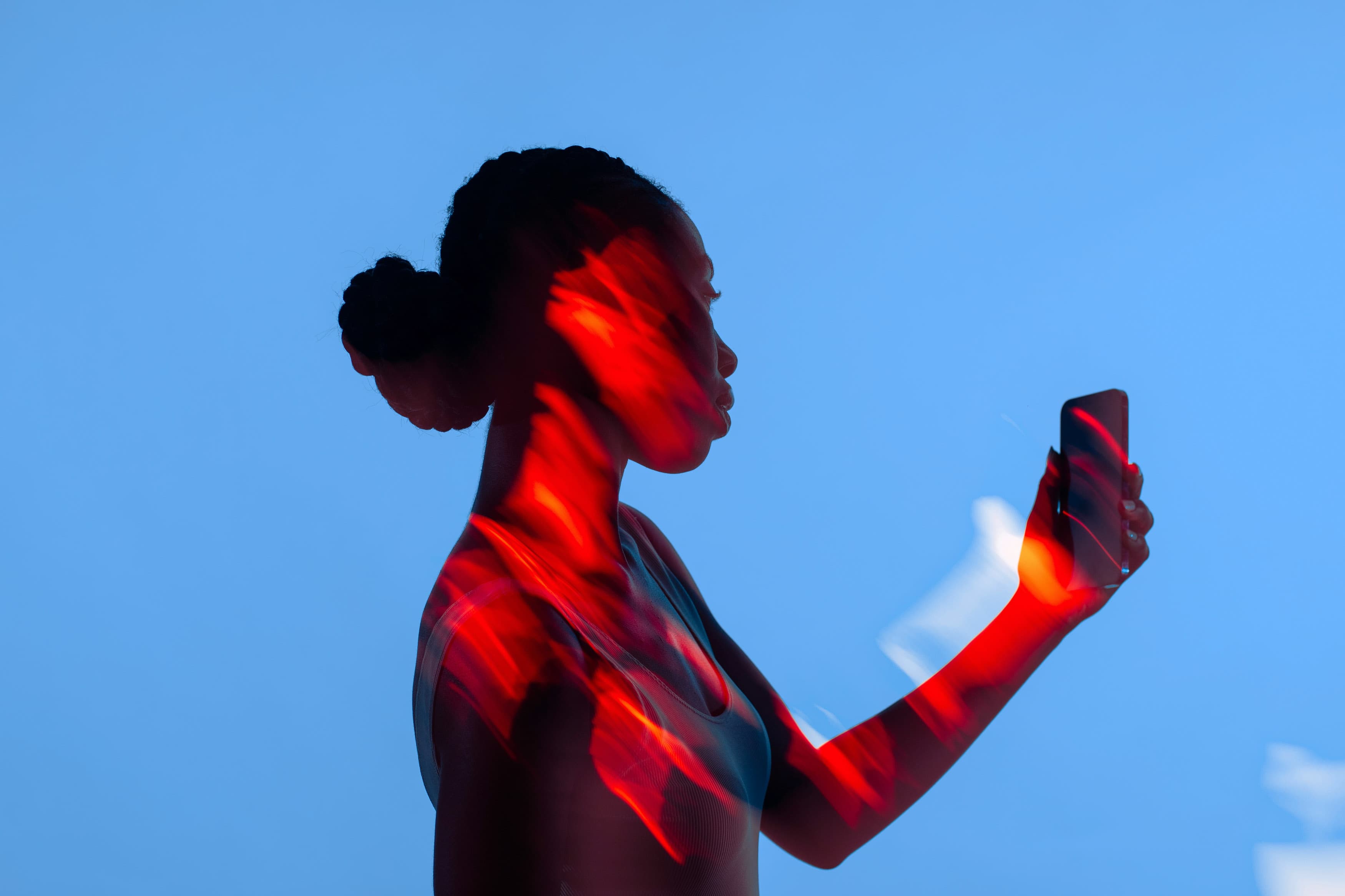 woman holding phone