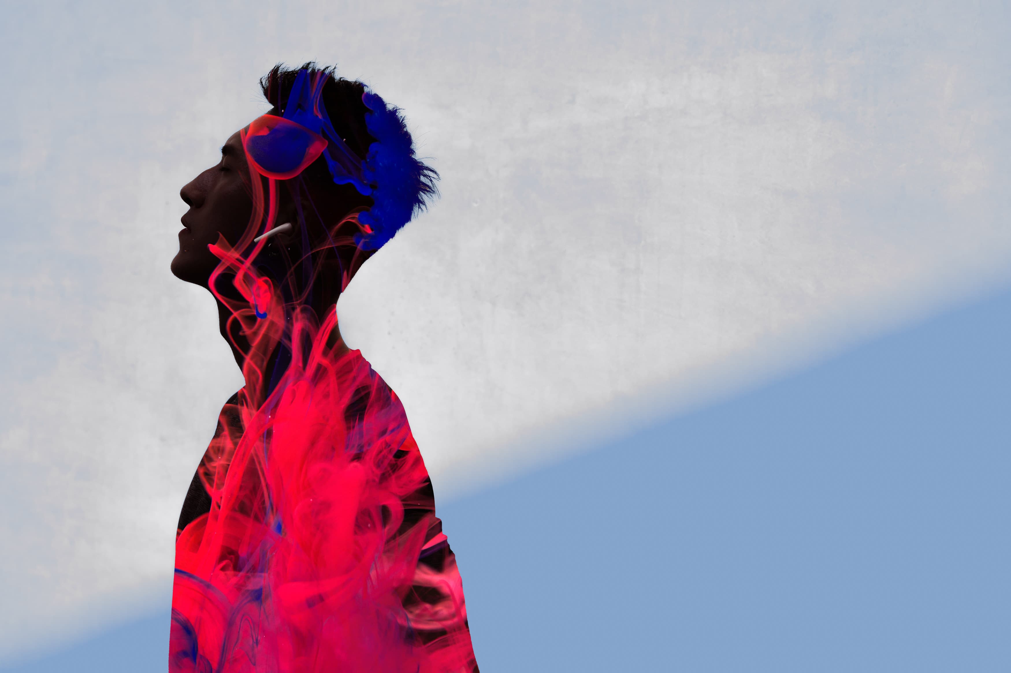 image of silhouette of man looking upwards