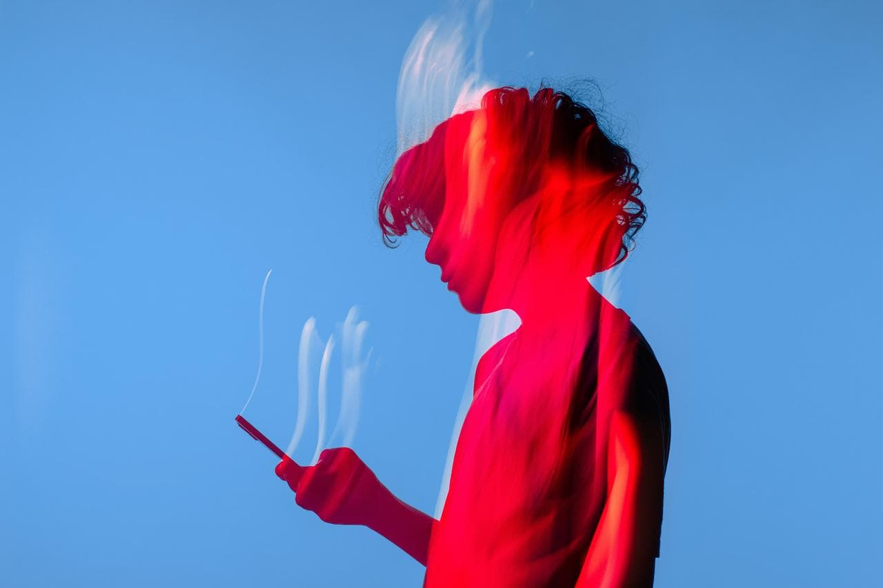 lady with a phone